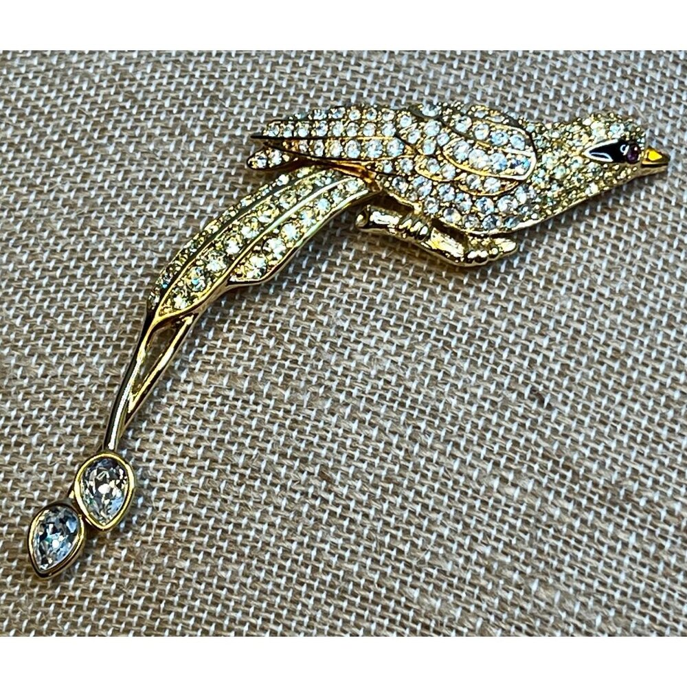 NOLAN MILLER Avalon Bird Of Paradise Brooch Diamanté Crystal Jewelry Present Bir - Picture 2 of 12